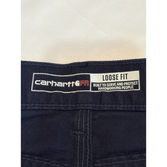 Carhartt FRB159 Flame Resistant Pants 34x32 Loose Fit Navy Canvas CAT 2 Workwear - Picture 3 of 8